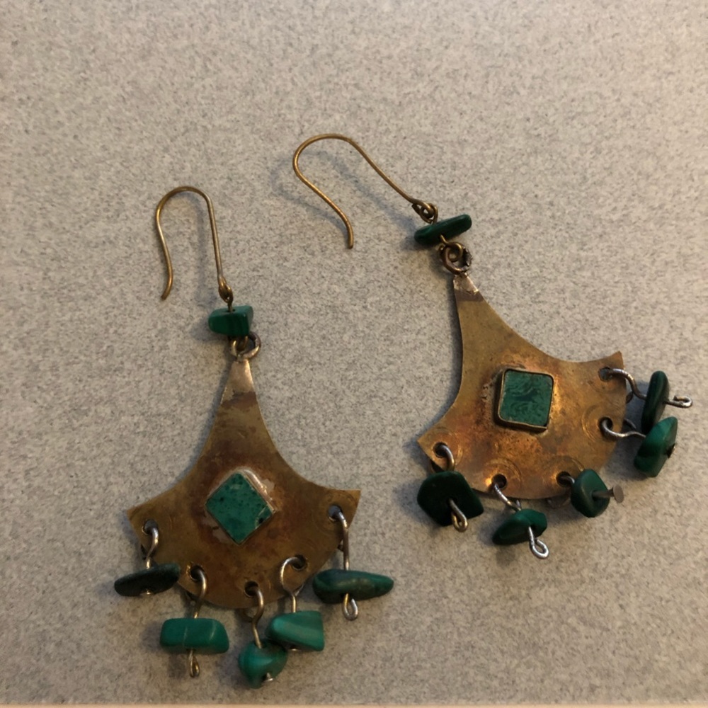 2 for $15🌙Vintage stone & brass earrings